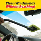 Windshield Wizard Cleaning Tool, AS-SEEN-ON-TV, Cleans Windshields Without Reaching, Microfiber Window Cleaning Device w/Extra Bonnet & Spray Bottle, Long Detachable 16” Handle, Fits in Glovebox