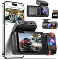 3 Channel Dash Cam: 4K+1080P+1080P-Dash Cam Front and Rear Inside with Free 64GB Card & 5GHz WiFi - Dash Camera for Cars with IR Night Vision APP Control Parking Mode G-Sensor Loop Recording(X7)