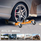 Car Wheel Dolly Set of 4, Mechanical 6000-lbs Car Dollies, 12'' Wheel Vehicle Positioning Jack, No Assembly, Heavy Duty Rollers w/Ratcheting Foot Pedal, for Tire Auto Repair,Orange