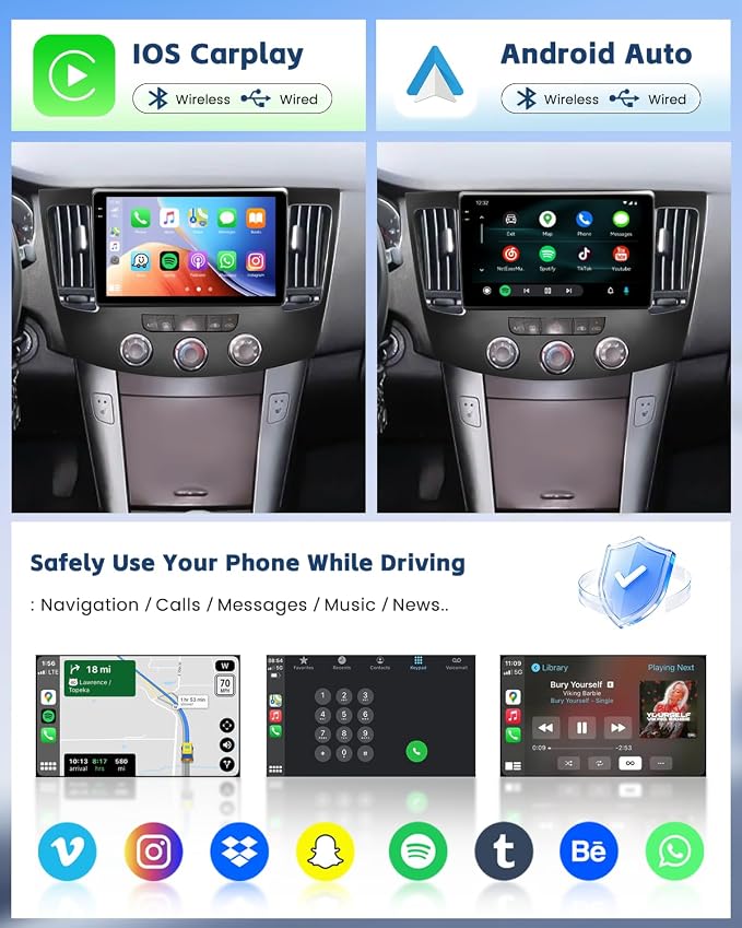 4+64G Android 15 Car Radio for Hyundai Sonata 2009-2010 (Manual A/C), 9" Incell Touchscreen Car Stereo Wireless CarPlay Android Auto, 5GHz WiFi, Bluetooth 5.0, EQ, GPS, 1280 * 720, Backup Camera, SWC