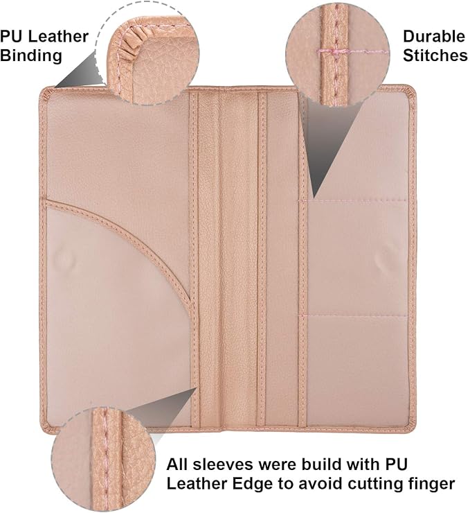Car Registration and Insurance Holder, Vehicle Glove Box Car Organizer Men Women Wallet Accessories Case with Magnetic Shut for Cards, Essential Document, Driver License, Rose Gold