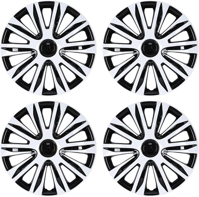 4-Pack 13 Inches Wheel Rim Cover Hubcaps,Redesign Fashion Style Replacement Hubcaps,Car Truck SUV Hub Accessories,Black&White&Lacquer