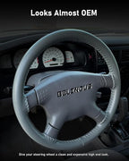 Leather Steering Wheel Cover Lace Up, Stitch on Steering Wheel Wrap, Universal Fit 13-20 Inch Car Truck Pickup Boat, A Whole Piece of Cowhide, DIY w/Needle Thread (Size XXL4, Gray)
