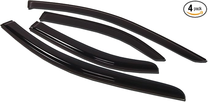 WV-421 Outside Mount Window Visor Deflector Rain Guard Dark Smoke 4-pc Set, Compatible with 2003-2008 Toyota Corolla Sedan