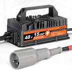 15 AMP Golf Cart Charger 48 Volt 3-Pin Round Plug for Club Car Precedent & DS-Lead Acid Battery