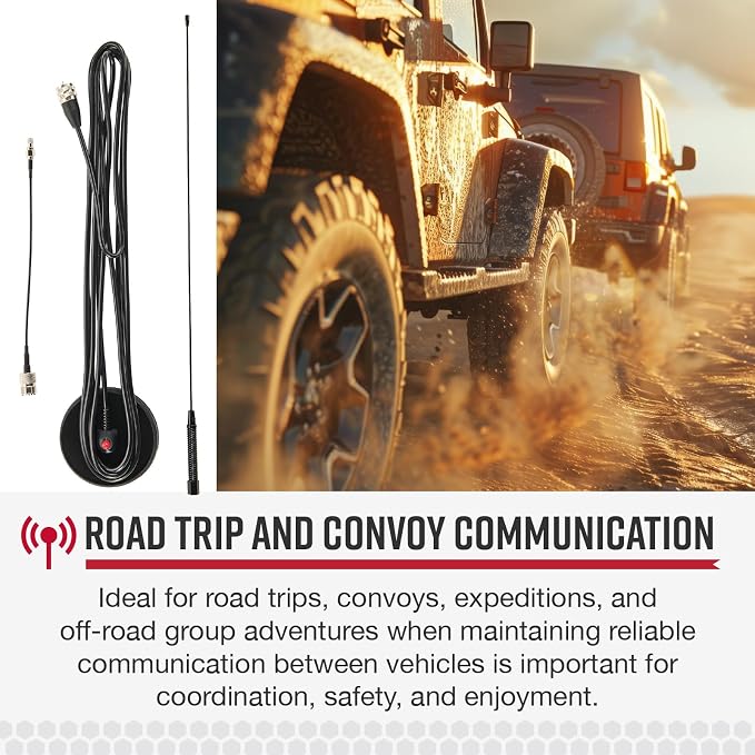 Cobra GMRS Road Trip Antenna Full Kit with Accessories for Vehicle Use - in-Vehicle GMRS Antenna Kit for GMRS Mobile and Handheld Radios, Improved Range and Mobile Capability