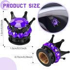 4 Pieces Crown Tire Valve Stem Caps Bling Handmade Crystal Rhinestone Universal Chrome Crown Vehicle Car Tire Caps Covers, Attractive Accessories for Car (Purple and Black)