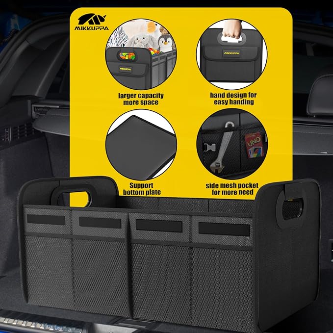 Car Trunk Organizer - 70L Collapsible Trunk Organizer with Reinforced Handles for Groceries, Car Storage Organizers for SUV Auto Truck Van with Non Slip Bottom (Black)