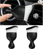 2PCS Car Interior Dust Brush, Soft Scratch Free Auto Detailing Brushes, Universal Vehicle Interior Cleaning Tool for Automotive Dashboard, Air Vents, Leather (White & Black)
