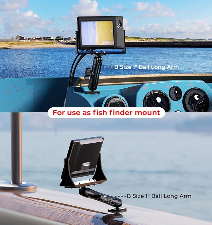 1" Ball Aluminum Alloy Double Socket Arm, 5.9" Length Long Arm | Compatible with RAM Mounts B Size 1" Ball Components, for Fish Finder Mount, Motorcycle Bike Car Phone Mount Holder