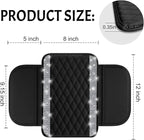 Bling Car Center Console Cover, Leather Car Arm Rest Cover Cushion with 2 Storage Bags, Universal Auto Armrest Protector Storage Box, Bling Accessories Interior for Most Vehicles (Silver)