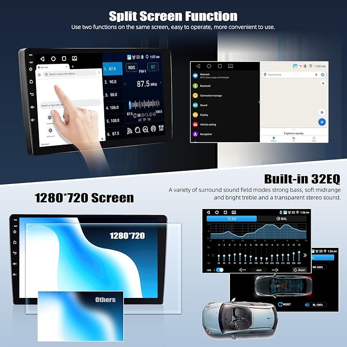 4G+64G Android 15 Car Stereo for Toyota Prius 2010-2015 with Wireless CarPlay Android Auto,9" HD Touchscreen Toyota Prius Car Radio with WiFi,GPS Navigation,Bluetooth,FM/RDS SWC EQ+Backup Camera