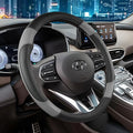 Auto Car Steering Wheel Cover for Hyundai,Tucson,Sonata,Elantra,Santa Fe,Genesis,Sonata Hybrid,Azera,Venue,Kona, 14.5-15 inches(Gray-Standard Size)
