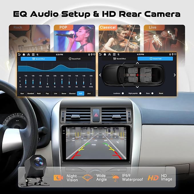 4GB+128GB Car Stereo for Toyota Corolla (2009-2013) 9-Inch in-Cell Touchscreen 720x1280P Android Car Radio Wireless CarPlay Android Auto FM BT WiFi