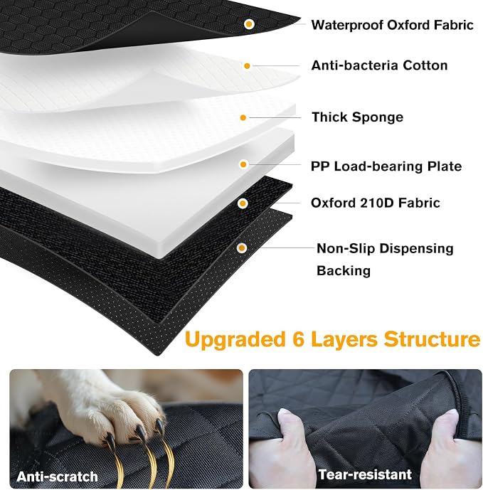 Back Seat Extender for Dogs, Hard Bottom Pet Seat Cover - Supports 400lbs, Waterproof Rear Seat Cover with Mesh Window for Ford/GMC/Chevrolet/Toyota/RAM Crew Cab Trucks&Full-Size