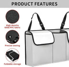 Car Trunk Organizer, Backseat Hanging Large Storage with Adjustable Straps,Waterproof PVC Collapsible Cargo Bag, Car Interior Accessories for Auto SUV MPV (White)