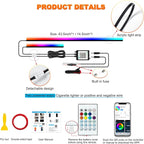 Interior Car LED Strip Lights, Acrylic LED Lights for Car with Dynamic Dreamcolor Chasing, Ambient Lighting Kits Music Sync Wireless APP and RF Remote Control (43.5+14.5'')
