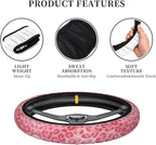 Pink Leopard Steering Wheel Cover - Pink Leopard Steering Wheel Protector Neoprene 15Inch Car Accessories 2 Pcs Car Coasters for Women Men