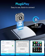 Wireless CarPlay Adapter—Ultra Mini(60% Reduced Size),2026 2-in-1 Android Auto Adapter, 3X Automatic Connection Navigation, Plug and Play, Compatible with iOS 10+, Android 11+