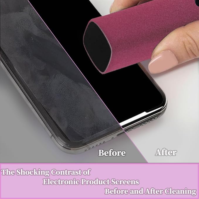 3 Pcs Car Screen Cleaner Accessories, Electronic Touch Screens Cleaning Kit for LCD Display TV Laptop Computer Tablet PC Flat Screens, Works with iPhone iPad MacBook Pro - Hot Cute Pink