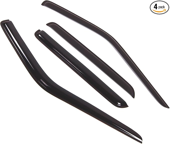 Outside Mount Window Vent Visors Rain Guards Compatible with Infiniti QX4 1997-2004 | Side Window Wind Deflectors Rain Shields | Black Tinted, 4 Pcs Set, BGWV-349-2