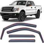 in Channel Window Visors for Ford F150 2009-2014 Crew Cab, Smoke Rain Guards, Clip-On Installation, Wind Deflectors for Sun Rain Ventilation-4PCS