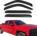 Window Rain Guards for 2014-2018 Chevrolet Silverado/GMC Sierra 1500 | 4PCS Tape On Window Deflectors Vent Visors fit for 2015-2019 2500HD 3500HD Crew Cab,Weatherproof, Easy Installation