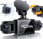 T1-pro Dash Cam Front and Rear Inside 3 Channel 1080P, Adjustable Lens Dash Camera for Cars with 8 IR Lamps Night Vision, Three Ways Triple Car Camera, Loop Recording, G-Sensor, Parking Monitor