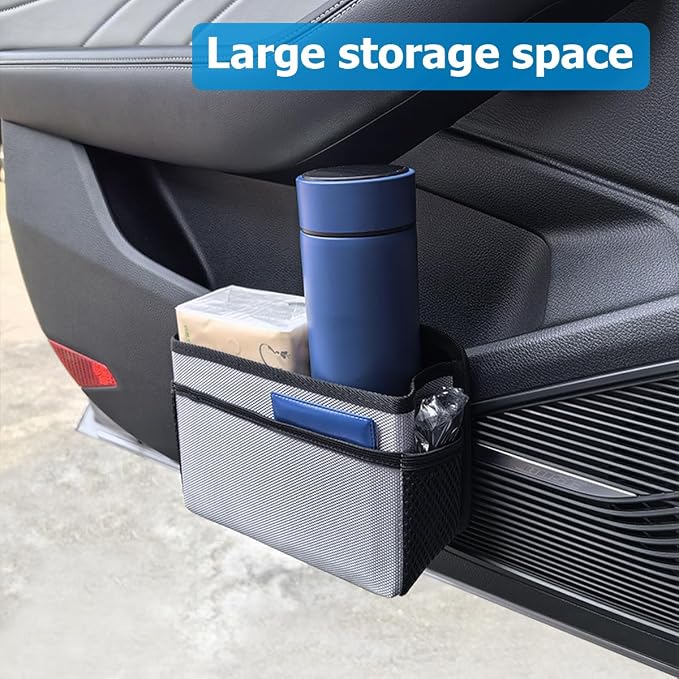 Mandark Car Trash Can, Foldable Mini Vehicle Trash Bin Garbage Organizer Holder, Waterproof Automotive Interior Hanging Dustbin Storage Bag Container Accessories, Universal for Most Cars (Black)