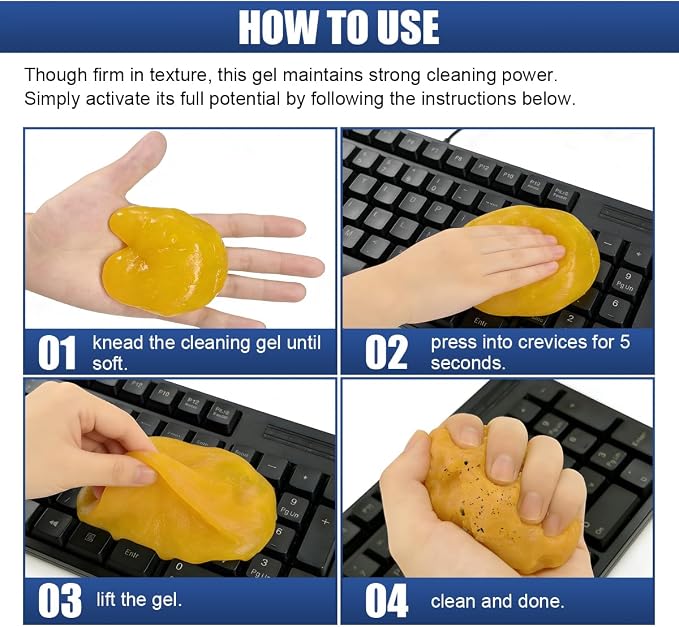 Craedli 2PCS Car Cleaning Gel Auto Detailing Putty, Universal Car Interior Cleaner Slime, Reusable Dust Remover Cleaning Supplies Kit Tools for Air Vents Keyboards, Car Accessories Presents (Yellow)