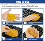 Craedli 2PCS Car Cleaning Gel Auto Detailing Putty, Universal Car Interior Cleaner Slime, Reusable Dust Remover Cleaning Supplies Kit Tools for Air Vents Keyboards, Car Accessories Presents (Yellow)