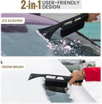 Snow Shovel, Collapsible Aluminum Alloy with Ice Scraper Brush - Portable Folding Shovel for Camping, Car Emergency, Winter Outdoor - 25.98" Lightweight Durable Design (Coyote Brown)