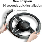 2Pc Carbon Fiber Steering Wheel Cover Universal Fit 99% Cars | Non-slip soft grip, easy to wipe clean, quick to install, perfect for daily commutes and road trips, Gray