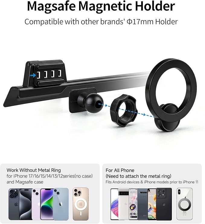 Car Phone Holder for Kia EV9 2024 Accessories, 12.3-inch Screen | Magsafe Magnetic Cell Phone Mount Clip Compatible with iPhone, 3D fit Stable Dashboard GPS Navigation Bracket Cradle Stand