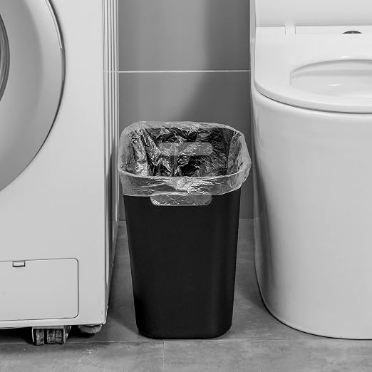 Plastic Small Bathroom Trash Can Wastebasket, 3.5 Gallon, Black, 2 Pack | Compact Sturdy Garbage Can for Bathroom, Laundry Room, Kitchen, Office, Kids Room, Dorm, Durable, Easy to Clean
