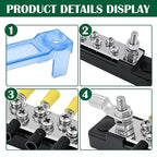 20 Power/Ground Distribution Block, Marine Bus Bar 12V Waterproof 150A Battery Terminal Junction Block for Automotive RV Solar Wiring, Boat Bus Bar Kit 2 x M6 Posts, 20 x M4 Terminal Screws