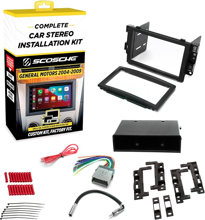 ICGM12BN Double DIN Radio Install Dash Kit Compatible with Select 2004-09 Non-Amplified Chevrolet and Pontiac Vehicles - Complete Car Stereo Installation Kit - See Vehicle Fit Guide in Images