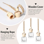 100 Pcs Car Air Fresheners Diffuser with Wooden Cap Empty Aromatherapy Diffuser Clear Car Fragrance Holder Pendant Hanging Perfume Fresheners Bottles for Decor(Cube,Clear)