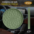 ME.FAN Car Coasters for Cup Holders [4 Pack] - 2.75In Silicone Auto Mug Mats - Universal Non-Slip Recessed Car Interior Accessories Olive Green
