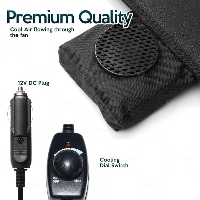 Cooling Car Seat Cushion - Black Automotive Adjustable Temperature Comfortable Cooling Car Seat Cover (1 Pack)