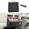 Car Trash Can with Smart LED Light, Magnetic Closure Leather Car Trash Bin, Cars Garbage Organizer and Storage with Automotive Trashs Bag for Backseat Console Door Suvs, Leak Proof Odor Lock