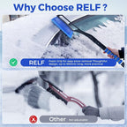 RELF 2-in-1 Snow Brush and Ice Scraper - Extendable & Durable for Car Windshield and Roof Cleaning