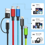 Travel 4 in 2 Multi Charging Cable with Dual Type-C, USB A/USB C Chargers for Multiple Devices, Multiple Charger Cord Compatible with Most Cell Phones/Tablets and More (1Pack, 5FT)