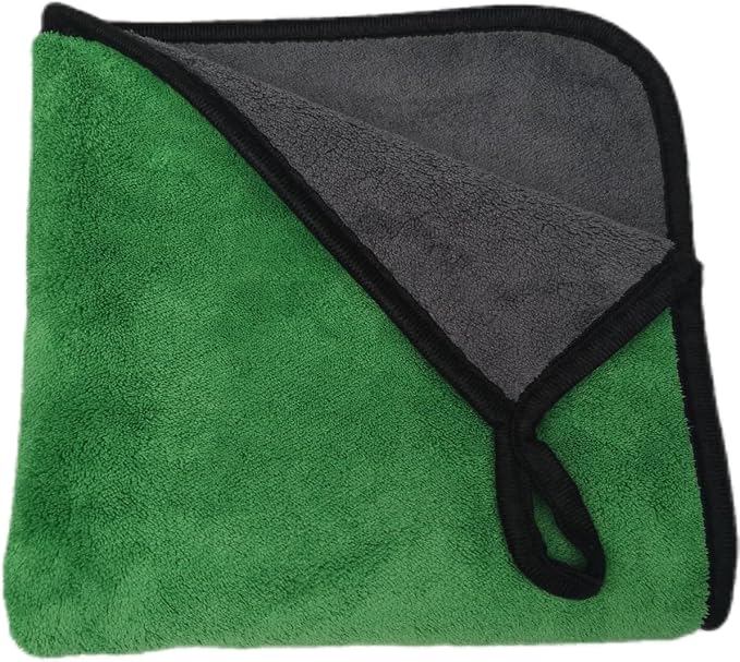 Ultrasoft, Large, Thick and Quick Drying Car Microfiber Cleaning Towel 800GSM Polishing Waxing Auto Detailing Towel Cloth (6pack,16 x 16inches) (Grey- Green)