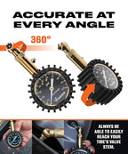 Tire Pressure Gauge (0-100 PSI) Certified ANSI Accurate with Large 2 Inch Easy to Read Glow Dial, Low - High Air Pressure Gauge. Tire Gauge for Car and Trucks Tires