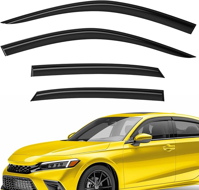 Extra Durable Window Deflectors Tape-On Window Visors Rain Guards Fit for Honda Civic 2022-2026 Sedan, Sun Visors, Wind Vent for Shades, Exterior Car Accessories - 4pcs. AG0959