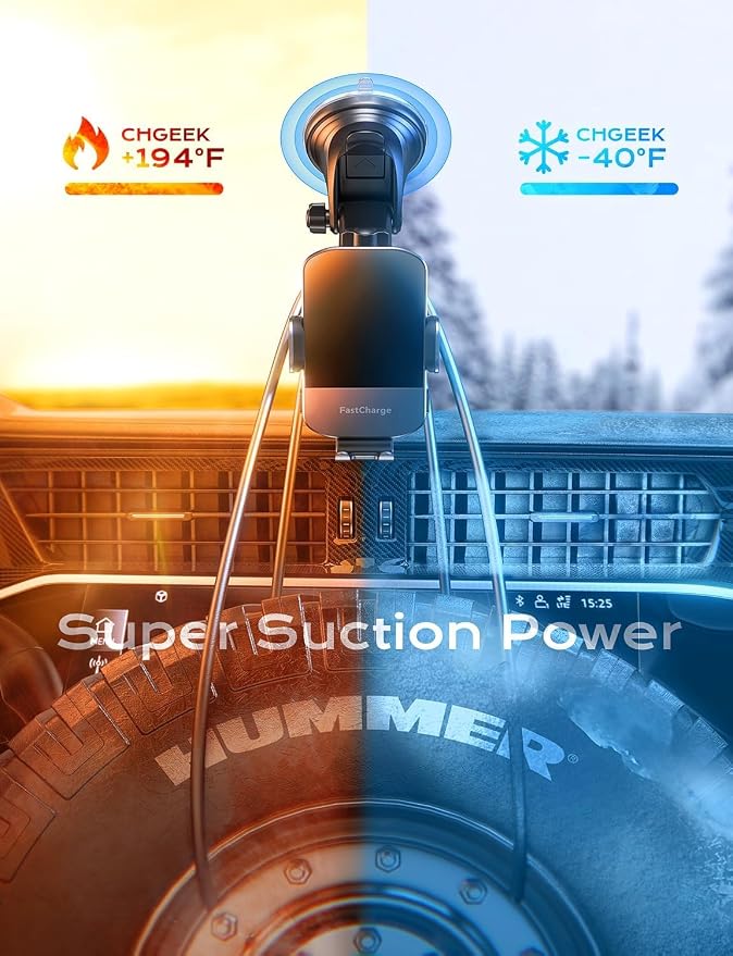 Wireless Car Charger, 15W Fast Charging Auto Clamping Phone Holders for Your Car Phone Mount fit for iPhone 17 16 15 14 13 12 Pro Max 11 XR XS, for Samsung Galaxy S25 Ultra S24 S23, Black