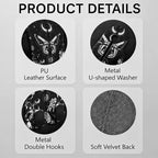 Cute Moon Phase Moth Car Seat Back Storage Headrest Hooks for Purses & Bags – 2PCS PU Leather Dual Metal Hooks, Backseat Organizer Accessories