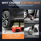Electric Car Jack Kit 5 Ton 12V Hydraulic Jack Floor Jack with Impact Wrench and Tire Inflator Pump Lift with LED Light for SUV Sedan Truck Road Emergency Tire Change