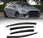 Rain Guards for 2012-2018 Ford Focus Sedan & Hatchback (Not fit rs), Out-Channel Window Visor Shields Vent Deflector Shade Wind Dark Smoke 2013 2014 2015 2016 2017 12 13 14 15 16, Outside-Mount, 4PCS